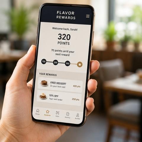 User viewing loyalty account details on a smart phone.